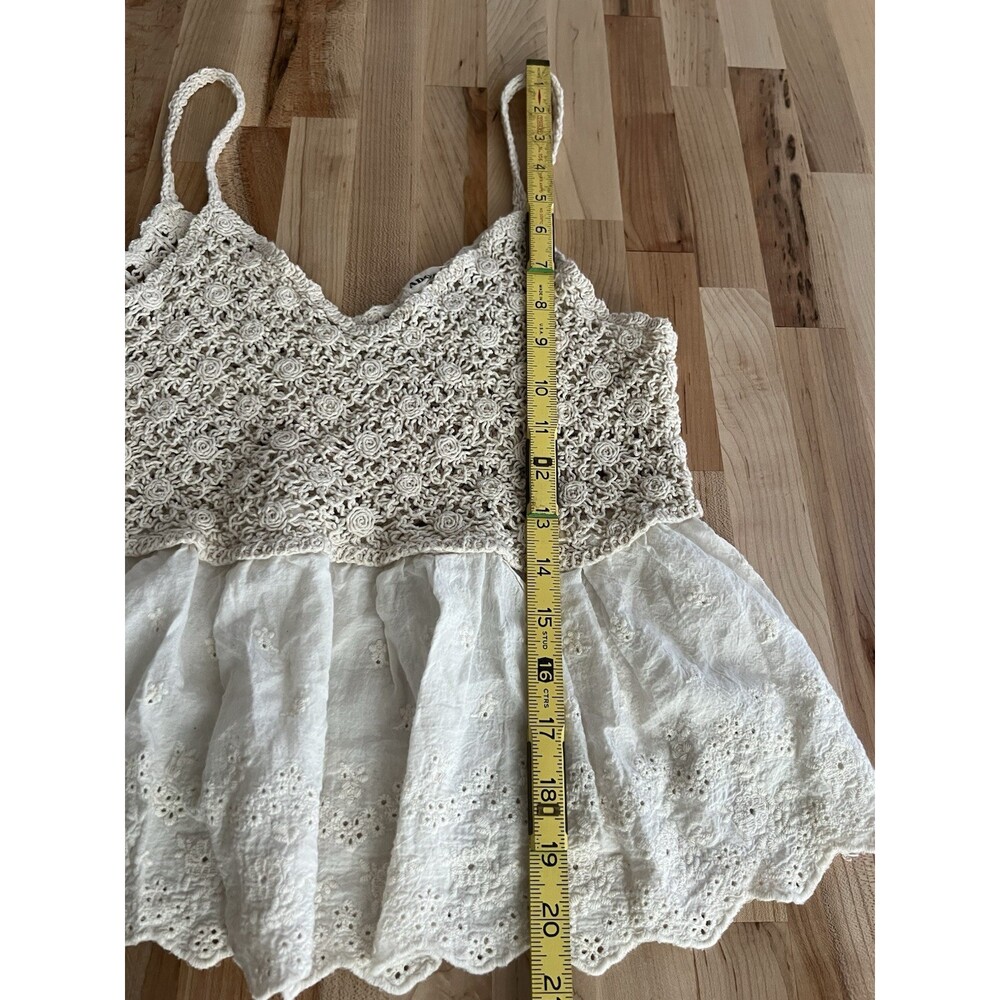 Women's Sleeveless Crop Camisole Tank Crochet Lace 100% Cotton Boho Festival S/M - Picture 7 of 7